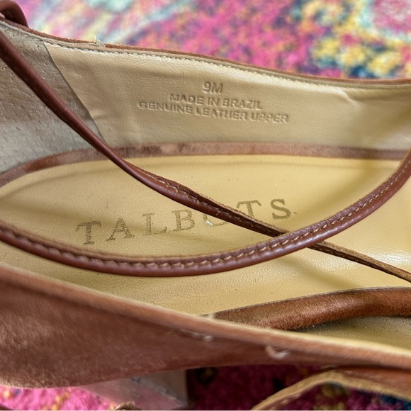 Talbots | Women’s rust brown suede leather peep toe ankle tie Hilary heels, sz 9 - Picture 12 of 14